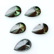 Pear shape dark green lab grown diamond loose CVD colored stone for engagement rings, pendants and custom fine jewelry design.