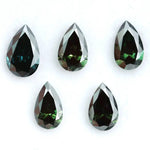 Pear shape dark green lab grown diamond loose CVD colored stone for engagement rings, pendants and custom fine jewelry design.