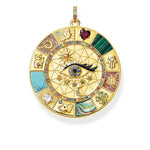 zodiac gemstone pendant in yellow gold mystical symbol pendant lab grown gold necklace butterfly vintage eye design jewelry