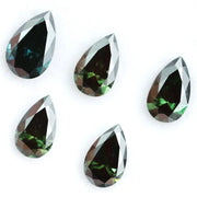 Pear shape dark green lab grown diamond loose CVD colored stone for engagement rings, pendants and custom fine jewelry design.