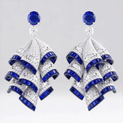 15.34 Ct Round Blue Sapphire Diamond Fancy Unique Diamond White Gold Plated Diamond Use For Jewerly Fancy Wedding Earrings 