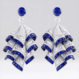 15.34 Ct Round Blue Sapphire Diamond Fancy Unique Diamond White Gold Plated Diamond Use For Jewerly Fancy Wedding Earrings 