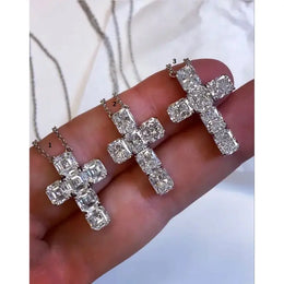 3.67 Ct Croos Pendent Diamond Necklace Use For Jewerly 925 Silver Pendent Women 