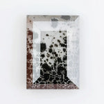 Contemporary lab grown diamond inspired crystal wall art with organic black mineral growth patterns inside a geometric mirrored frame, creating a modern reflective luxury statement piece.