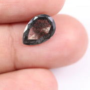 1.33 Ct black and white pear shape lab grown diamond with elegant facets for handmade rings