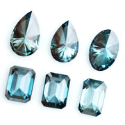Blue lab created diamond fancy cut collection including pear, oval and emerald loose CVD diamonds for custom rings, earrings, pendants and fine jewelry making with eco friendly sustainable diamonds.