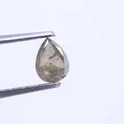 0.67 Ct pear shape salt and pepper diamond, 6.37 x 4.73 mm rustic rose cut loose diamond for custom engagement ring