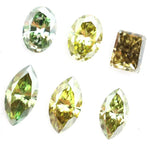 Rare fancy color lab grown diamonds in green and yellow mix shapes oval marquise and emerald cut loose stones