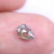 0.67 Ct pear shape salt and pepper diamond, 6.37 x 4.73 mm rustic rose cut loose diamond for custom engagement ring