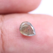 0.67 Ct pear shape salt and pepper diamond, 6.37 x 4.73 mm rustic rose cut loose diamond for custom engagement ring