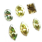 Rare fancy color lab grown diamonds in green and yellow mix shapes oval marquise and emerald cut loose stones
