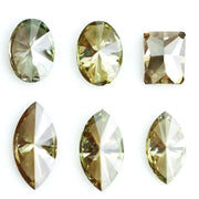 Rare fancy color lab grown diamonds in green and yellow mix shapes oval marquise and emerald cut loose stones