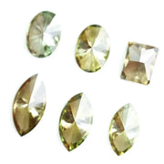 Rare fancy color lab grown diamonds in green and yellow mix shapes oval marquise and emerald cut loose stones