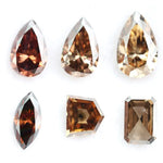 Cognac and Champagne Brown Lab Created Diamonds mix shapes pear marquise emerald pentagon cut loose stones