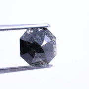 natural salt and pepper diamond asscher cut diamond, salt and pepper engagement ring, asscher cut diamond ring vintage, asscher cut diamond settings, 2ct natural diamond ring price.