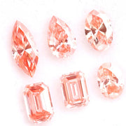 Loose fancy pink lab grown diamonds in marquise, pear, oval and emerald step cuts, perfect lab created diamonds for fine jewelry making, engagement rings and custom jewelry designs.