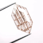 3.08 Ct brown & white hexagon cut lab grown diamond loose stone with bold geometric facets and rich warm sparkle for custom jewelry design