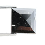 Close-up of a princess cut lab-grown diamond with square shape, sharp facets, and visible inclusions, showcasing modern geometric brilliance and ethical gemstone craftsmanship for jewelry making