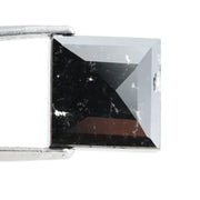 Close-up of a princess cut lab-grown diamond with square shape, sharp facets, and visible inclusions, showcasing modern geometric brilliance and ethical gemstone craftsmanship for jewelry making