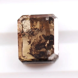 3.00 Ct fancy brown emerald cut lab created diamond loose stone with rich warm color and sharp rectangular step facets for custom jewelry designs