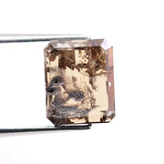 3.00 Ct fancy brown emerald cut lab created diamond loose stone with rich warm color and sharp rectangular step facets for custom jewelry designs