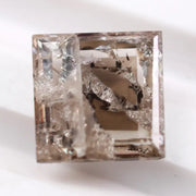 1.61 Ct brown & White Square Cut lab grown diamond loose stone with sharp six sided facets and warm fancy color sparkle for premium custom jewelry designs