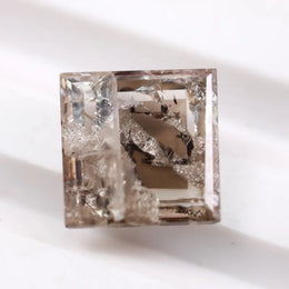 1.61 Ct brown & White Square Cut lab grown diamond loose stone with sharp six sided facets and warm fancy color sparkle for premium custom jewelry designs