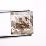 1.61 Ct brown & White Square Cut lab grown diamond loose stone with sharp six sided facets and warm fancy color sparkle for premium custom jewelry designs