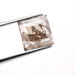 1.61 Ct brown & White Square Cut lab grown diamond loose stone with sharp six sided facets and warm fancy color sparkle for premium custom jewelry designs