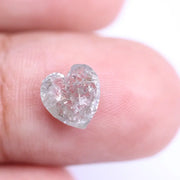0.88 Ct heart cut salt and pepper diamond, white-grey natural loose For Jewerly 