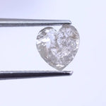 0.88 Ct heart cut salt and pepper diamond, white-grey natural loose diamond (7.42 x 7.12 x 1.70 mm) for wedding ring or custom jewelry