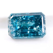 1.36 Ct blue emerald cut lab grown diamond loose stone with rich vivid color and clean step-cut rectangular facets for custom engagement ring or fine jewelry design.