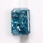 1.36 Ct blue emerald cut lab grown diamond loose stone with rich vivid color and clean step-cut rectangular facets for custom engagement ring or fine jewelry design.
