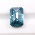 1.36 Ct blue emerald cut lab grown diamond loose stone with rich vivid color and clean step-cut rectangular facets for custom engagement ring or fine jewelry design.