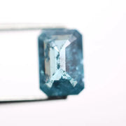 1.36 Ct blue emerald cut lab grown diamond loose stone with rich vivid color and clean step-cut rectangular facets for custom engagement ring or fine jewelry design.