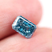 1.36 Ct blue emerald cut lab grown diamond loose stone with rich vivid color and clean step-cut rectangular facets for custom engagement ring or fine jewelry design.
