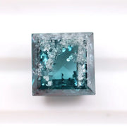 3.47 Ct blue and white square cut lab grown diamond loose stone with sharp corners, balanced symmetry, and vibrant two-tone brilliance for custom luxury jewelry design.