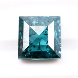 3.47 Ct blue and white square cut lab grown diamond loose stone with sharp corners, balanced symmetry, and vibrant two-tone brilliance for custom luxury jewelry design.