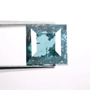 3.47 Ct blue and white square cut lab grown diamond loose stone with sharp corners, balanced symmetry, and vibrant two-tone brilliance for custom luxury jewelry design.