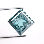 3.47 Ct blue and white square cut lab grown diamond loose stone with sharp corners, balanced symmetry, and vibrant two-tone brilliance for custom luxury jewelry design.
