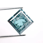 3.47 Ct blue and white square cut lab grown diamond loose stone with sharp corners, balanced symmetry, and vibrant two-tone brilliance for custom luxury jewelry design.