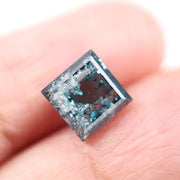 3.47 Ct blue and white square cut lab grown diamond loose stone with sharp corners, balanced symmetry, and vibrant two-tone brilliance for custom luxury jewelry design.