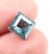3.47 Ct blue and white square cut lab grown diamond loose stone with sharp corners, balanced symmetry, and vibrant two-tone brilliance for custom luxury jewelry design.
