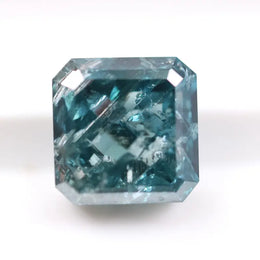 2.90 Ct fancy blue emerald lab grown diamond loose stone with soft blue color and clean rectangular step-cut facets for elegant custom jewelry design.