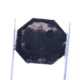 Black octagonal sign on a white background