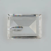 Emerald cut lab grown diamond with step facets, high clarity, transparent stone with visible internal inclusion, ethical IGI certified loose diamond for jewelry setting