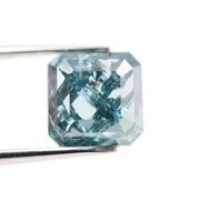 2.90 Ct fancy blue emerald lab grown diamond loose stone with soft blue color and clean rectangular step-cut facets for elegant custom jewelry design.