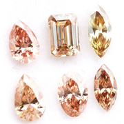 Fancy color lab grown diamond mix shape CVD loose diamonds including pear oval marquise emerald cut champagne and peach diamonds for engagement ring and custom fine jewelry making.