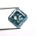 2.90 Ct fancy blue emerald lab grown diamond loose stone with soft blue color and clean rectangular step-cut facets for elegant custom jewelry design.