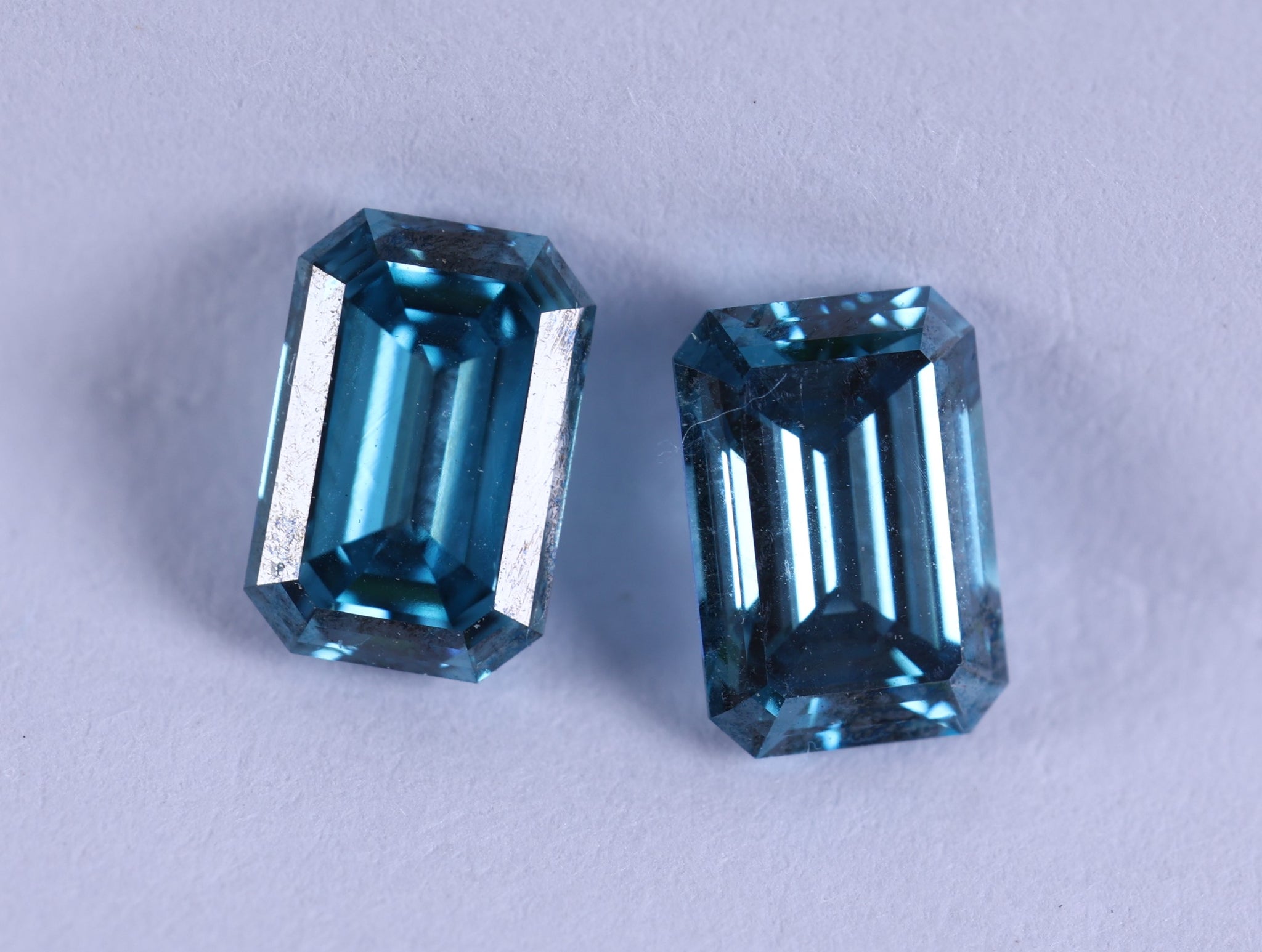 0.38 Carat Lab Grown Diamond Vivid Blue Emerald Cut Lab Diamond